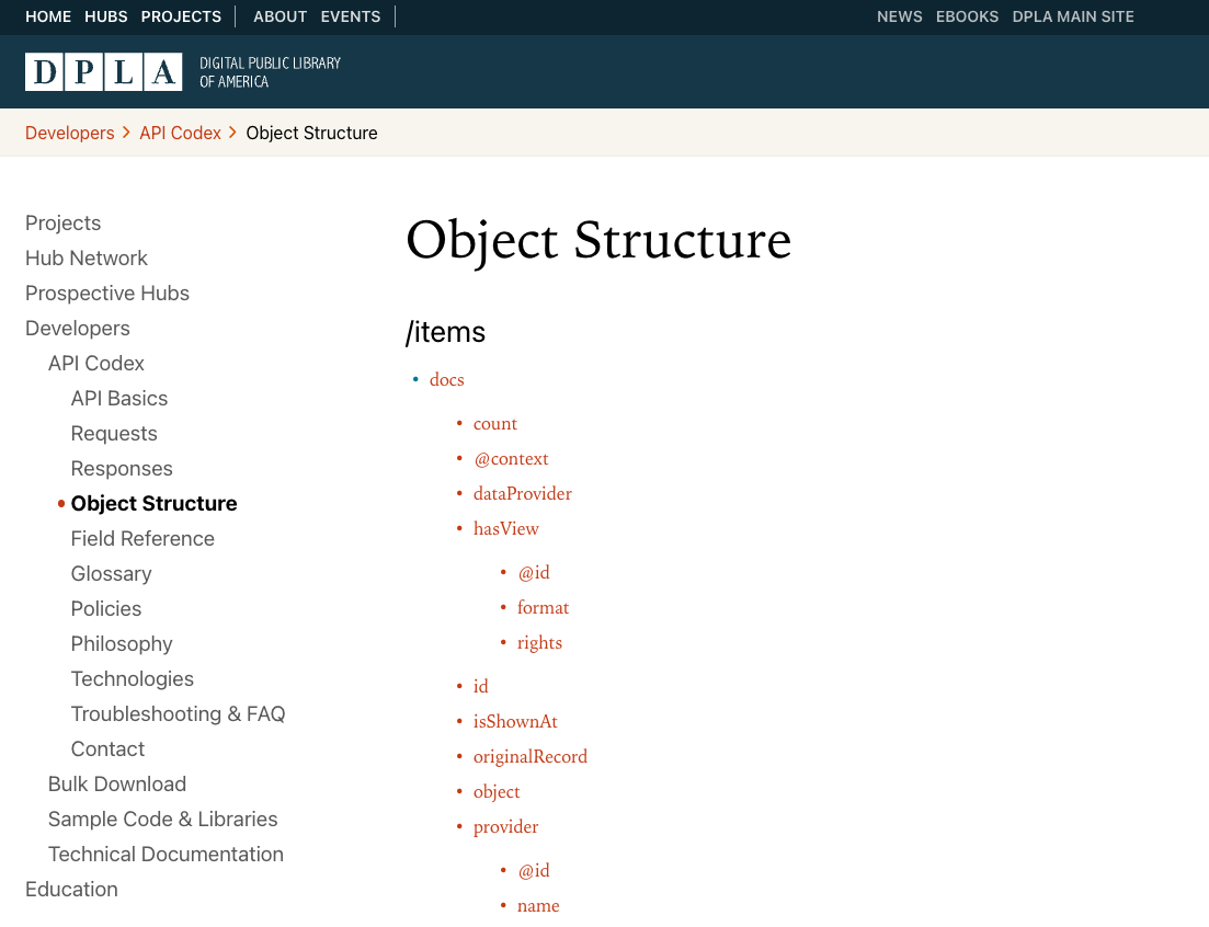 DPLA API Object Structure