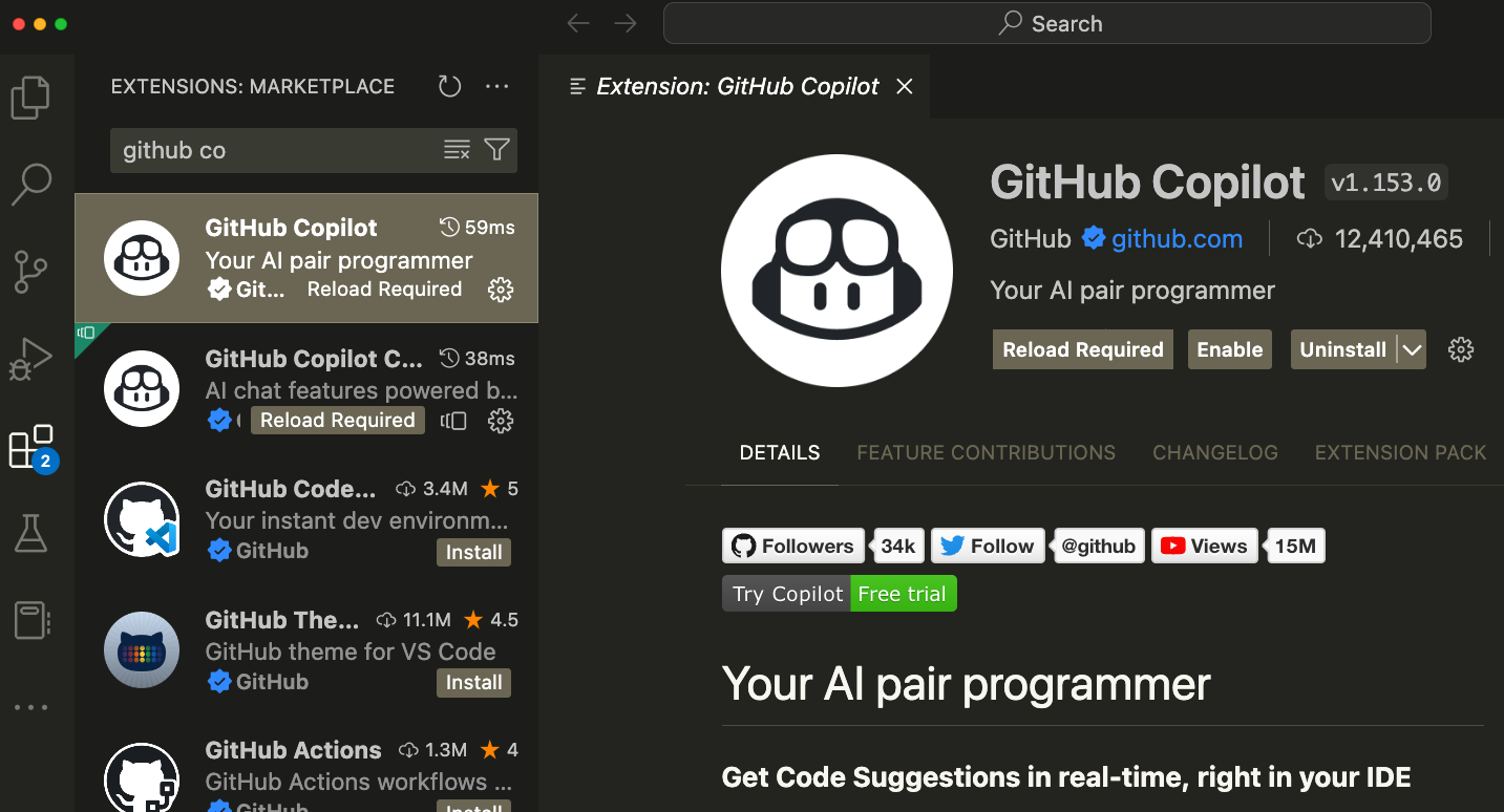 Enable GitHub Copilot